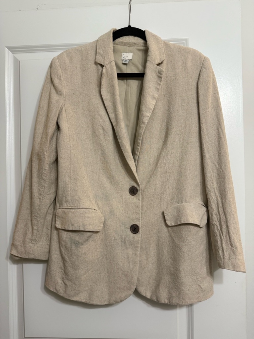 Women's Cream Oversized Linen Blazer Jacket